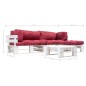 vidaXL Muebles de palets de jardín con cojines rojos 4 piezas madera vidaXL Muebles de palets de jardín con cojines rojos 4 piezas madera