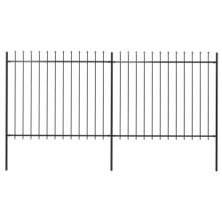 vidaXL Valla de jardín con puntas de lanza acero negro 3,4x1,5 m