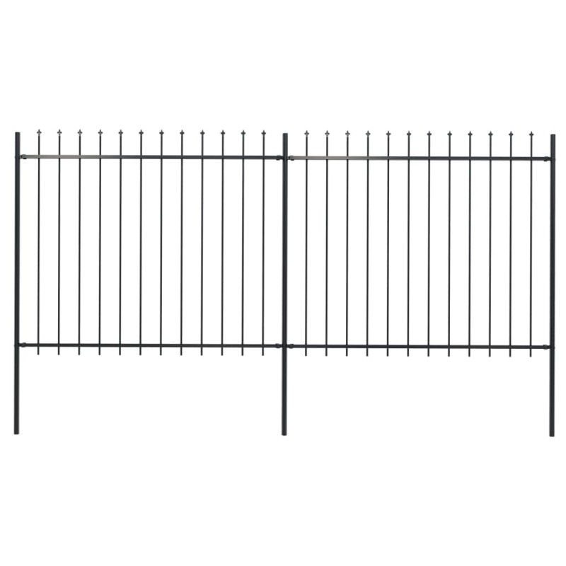 vidaXL Valla de jardín con puntas de lanza acero negro 3,4x1,5 m vidaXL Valla de jardín con puntas de lanza acero negro 3,4x1,5 m