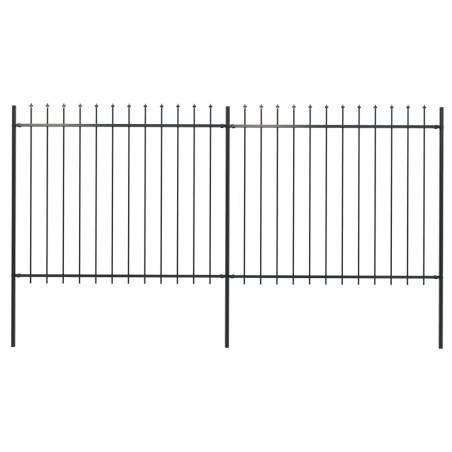 vidaXL Valla de jardín con puntas de lanza acero negro 3,4x1,5 m