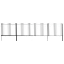 vidaXL Valla de jardín con puntas de lanza acero negro 6,8x1,5 m