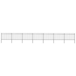 vidaXL Valla de jardín con puntas de lanza acero negro 11,9x1,2 m