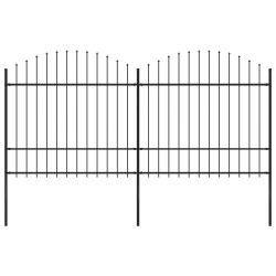 vidaXL Valla de jardín con puntas de lanza acero negro (1,5-1,75)x3,4m