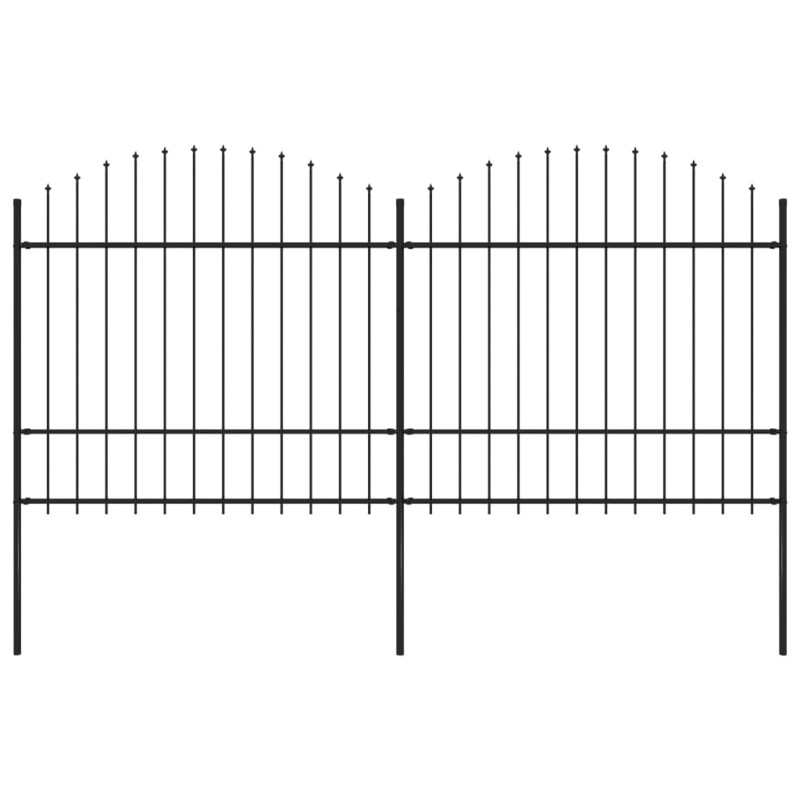 vidaXL Valla de jardín con puntas de lanza acero negro (1,5-1,75)x3,4m vidaXL Valla de jardín con puntas de lanza acero negro (1,5-1,75)x3,4m