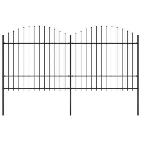 vidaXL Valla de jardín con puntas de lanza acero negro (1,5-1,75)x3,4m