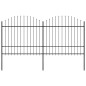 vidaXL Valla de jardín con puntas de lanza acero negro (1,5-1,75)x3,4m vidaXL Valla de jardín con puntas de lanza acero negro (1,5-1,75)x3,4m