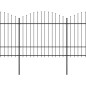 vidaXL Valla de jardín con puntas de lanza acero negro (1,5-1,75)x3,4m vidaXL Valla de jardín con puntas de lanza acero negro (1,5-1,75)x3,4m