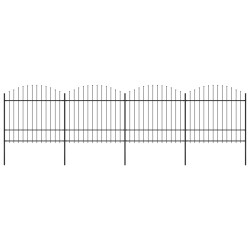 vidaXL Valla de jardín con puntas de lanza acero negro (1,5-1,75)x6,8m