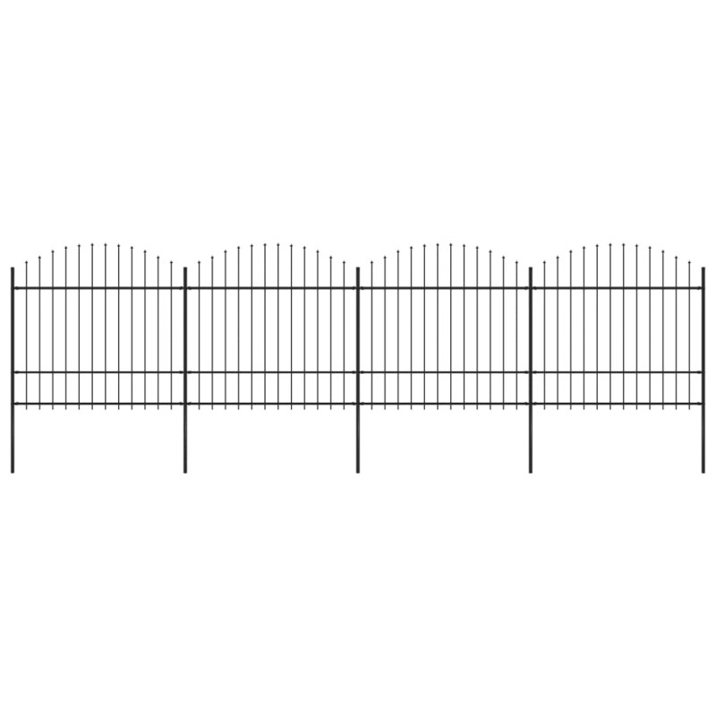 vidaXL Valla de jardín con puntas de lanza acero negro (1,5-1,75)x6,8m vidaXL Valla de jardín con puntas de lanza acero negro (1,5-1,75)x6,8m