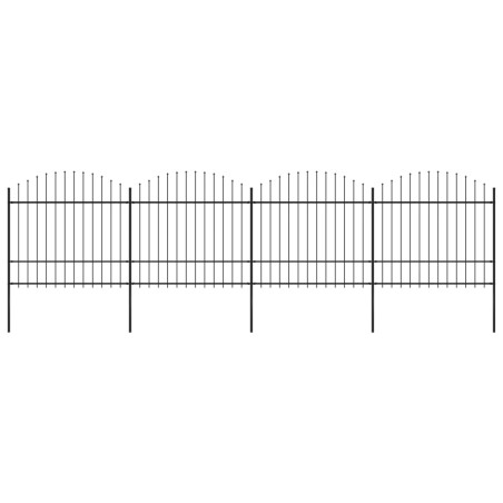 vidaXL Valla de jardín con puntas de lanza acero negro (1,5-1,75)x6,8m