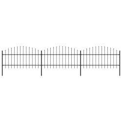 vidaXL Valla de jardín con puntas de lanza acero negro (1-1,25)x5,1 m