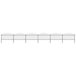 vidaXL Valla de jardín con punta de lanza acero negro (1,25-1,5)x10,2m
