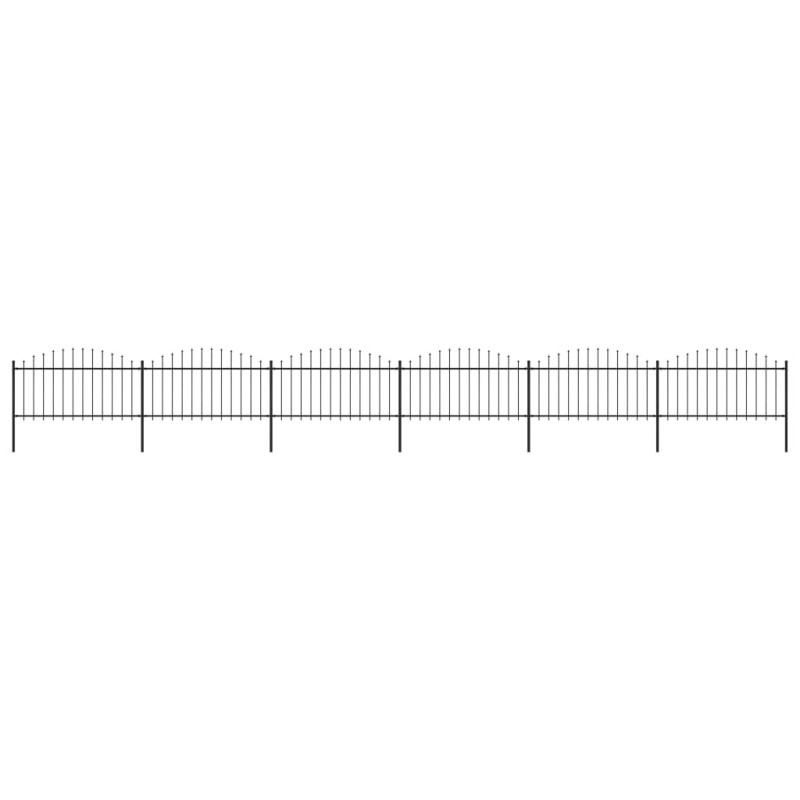 vidaXL Valla de jardín con punta de lanza acero negro (1,25-1,5)x10,2m vidaXL Valla de jardín con punta de lanza acero negro (1,25-1,5)x10,2m