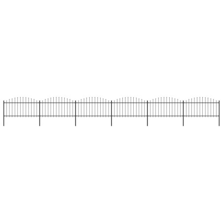 vidaXL Valla de jardín con punta de lanza acero negro (1,25-1,5)x10,2m