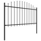 vidaXL Valla de jardín con punta de lanza acero negro (1,25-1,5)x10,2m vidaXL Valla de jardín con punta de lanza acero negro (1,25-1,5)x10,2m