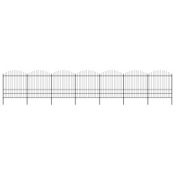 vidaXL Valla de jardín con puntas de lanza acero negro (1,75-2)x11,9 m
