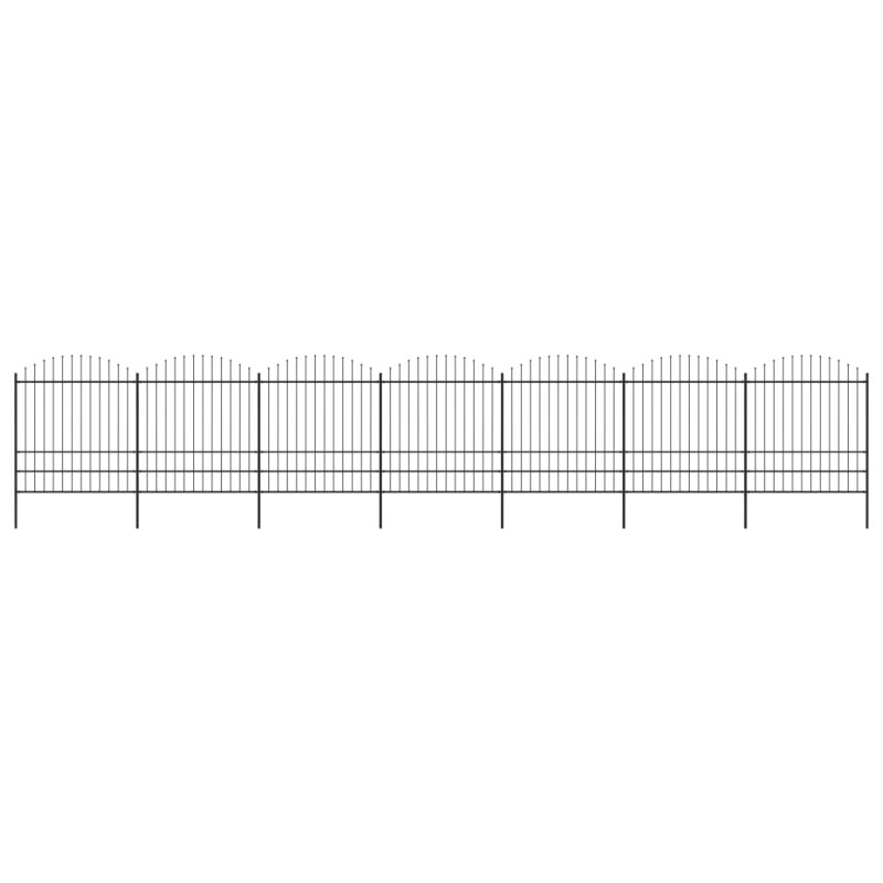 vidaXL Valla de jardín con puntas de lanza acero negro (1,75-2)x11,9 m vidaXL Valla de jardín con puntas de lanza acero negro (1,75-2)x11,9 m