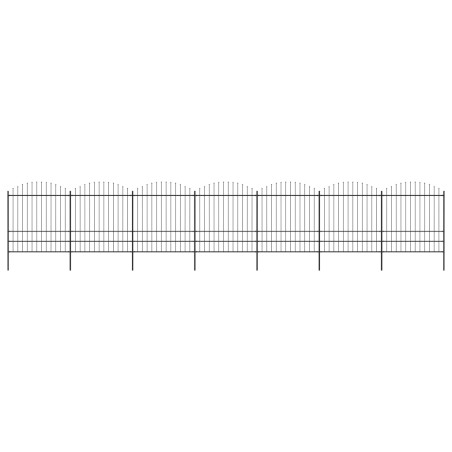 vidaXL Valla de jardín con puntas de lanza acero negro (1,75-2)x11,9 m