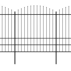 vidaXL Valla de jardín con puntas de lanza acero negro (1,75-2)x11,9 m
