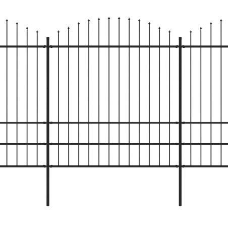 vidaXL Valla de jardín con puntas de lanza acero negro (1,75-2)x11,9 m