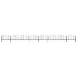vidaXL Valla de jardín con puntas de lanza acero negro (1-1,25)x13,6 m