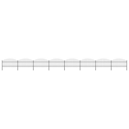 vidaXL Valla de jardín con puntas de lanza acero negro (1-1,25)x13,6 m