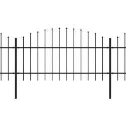 vidaXL Valla de jardín con puntas de lanza acero negro (1-1,25)x13,6 m