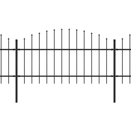 vidaXL Valla de jardín con puntas de lanza acero negro (1-1,25)x13,6 m