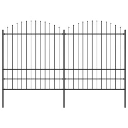 vidaXL Valla de jardín con puntas de lanza acero negro (1,75-2)x3,4 m