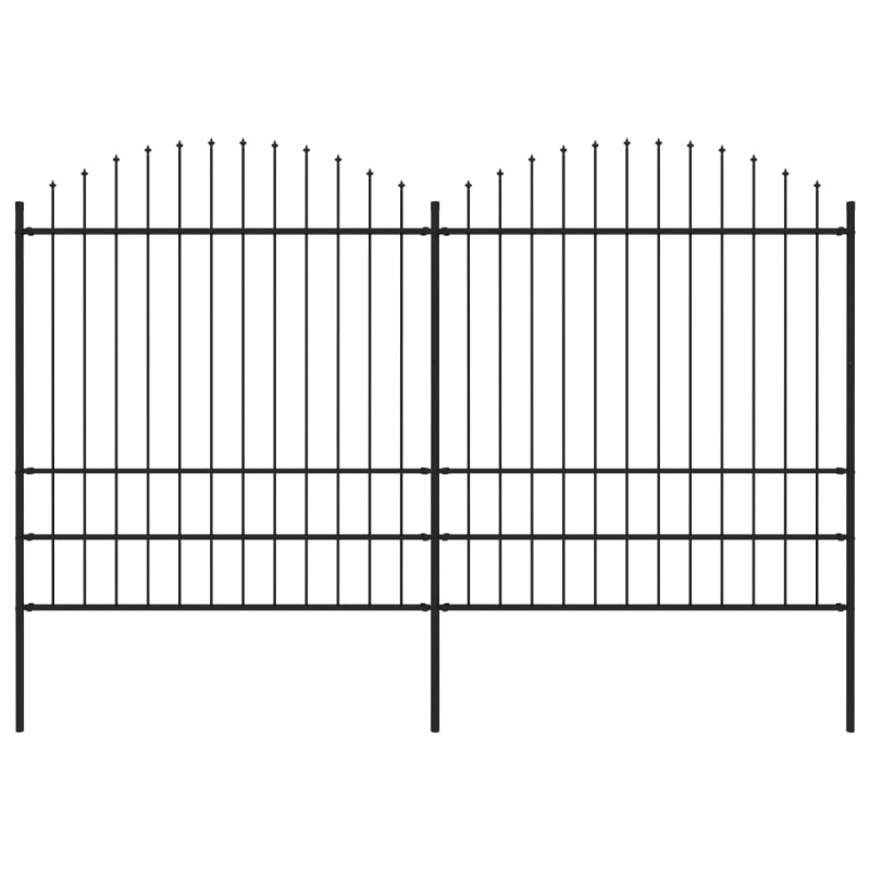 vidaXL Valla de jardín con puntas de lanza acero negro (1,75-2)x3,4 m vidaXL Valla de jardín con puntas de lanza acero negro (1,75-2)x3,4 m