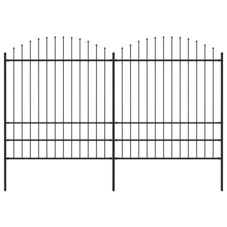 vidaXL Valla de jardín con puntas de lanza acero negro (1,75-2)x3,4 m