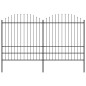 vidaXL Valla de jardín con puntas de lanza acero negro (1,75-2)x3,4 m vidaXL Valla de jardín con puntas de lanza acero negro (1,75-2)x3,4 m