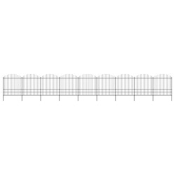 vidaXL Valla de jardín con puntas de lanza acero negro (1,75-2)x15,3m 
