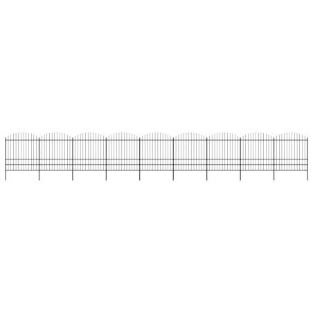vidaXL Valla de jardín con puntas de lanza acero negro (1,75-2)x15,3m 