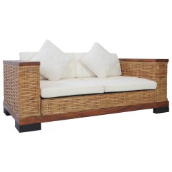 vidaXL Juego de sofás con cojines 2 piezas de ratán natural marrón
