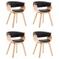 vidaXL Sillas de comedor 4 uds madera curvada cuero sintético negro vidaXL Sillas de comedor 4 uds madera curvada cuero sintético negro