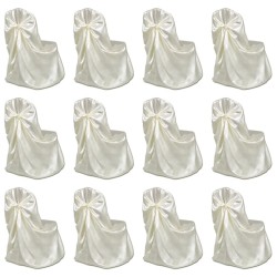 vidaXL Funda de silla para banquete de boda 12 unidades crema