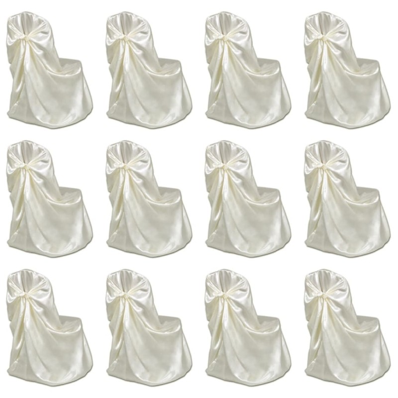 vidaXL Funda de silla para banquete de boda 12 unidades crema vidaXL Funda de silla para banquete de boda 12 unidades crema