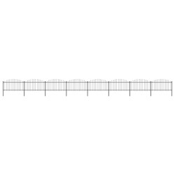 vidaXL Valla de jardín con punta de lanza acero negro (1,25-1,5)x13,6m