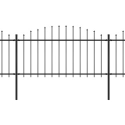 vidaXL Valla de jardín con punta de lanza acero negro (1,25-1,5)x13,6m