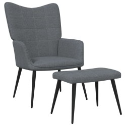vidaXL Silla de relajación con reposapiés de tela gris oscuro