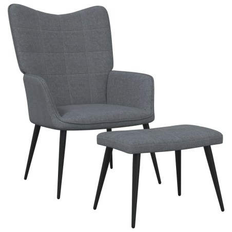 vidaXL Silla de relajación con reposapiés de tela gris oscuro