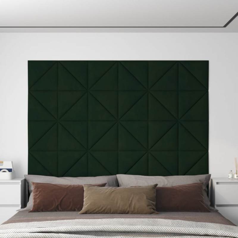 vidaXL Paneles de pared 12 uds terciopelo verde oscuro 30x30cm 0,54 m² vidaXL Paneles de pared 12 uds terciopelo verde oscuro 30x30cm 0,54 m²