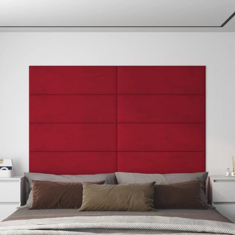 vidaXL Paneles de pared 12 uds terciopelo rojo tinto 90x30 cm 3,24 m² vidaXL Paneles de pared 12 uds terciopelo rojo tinto 90x30 cm 3,24 m²
