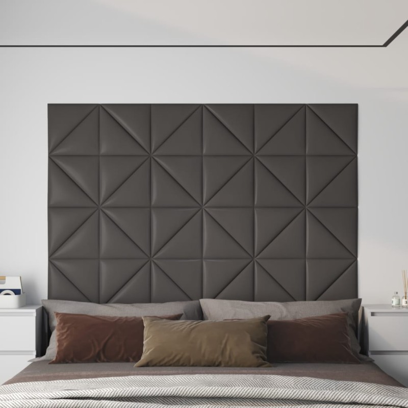 vidaXL Paneles de pared 12 uds cuero sintético gris 30x30 cm 0,54 m² vidaXL Paneles de pared 12 uds cuero sintético gris 30x30 cm 0,54 m²