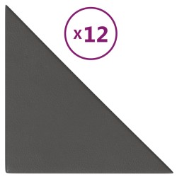 vidaXL Paneles de pared 12 uds cuero sintético gris 30x30 cm 0,54 m²