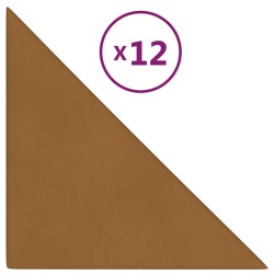 vidaXL Paneles de pared 12 uds terciopelo marrón 30x30 cm 0,54 m²