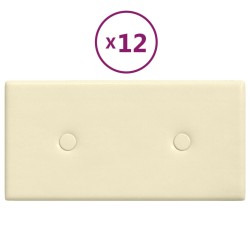 vidaXL Paneles de pared 12 uds cuero sintético crema 30x15 cm 0,54 m²