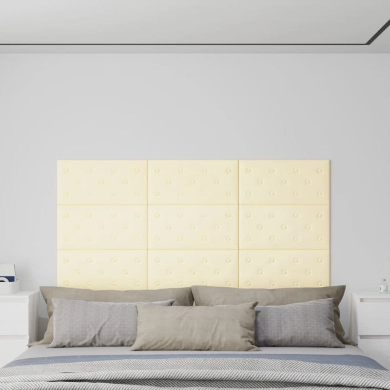 vidaXL Paneles de pared 12 uds cuero sintético crema 60x30 cm 2,16 m² vidaXL Paneles de pared 12 uds cuero sintético crema 60x30 cm 2,16 m²