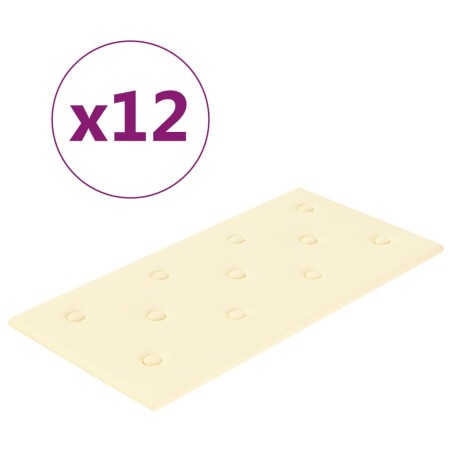 vidaXL Paneles de pared 12 uds cuero sintético crema 60x30 cm 2,16 m²